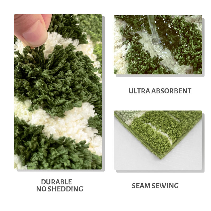 Bayou Breeze Sage Green Plant Non Slip Bathroom Rugs | Wayfair